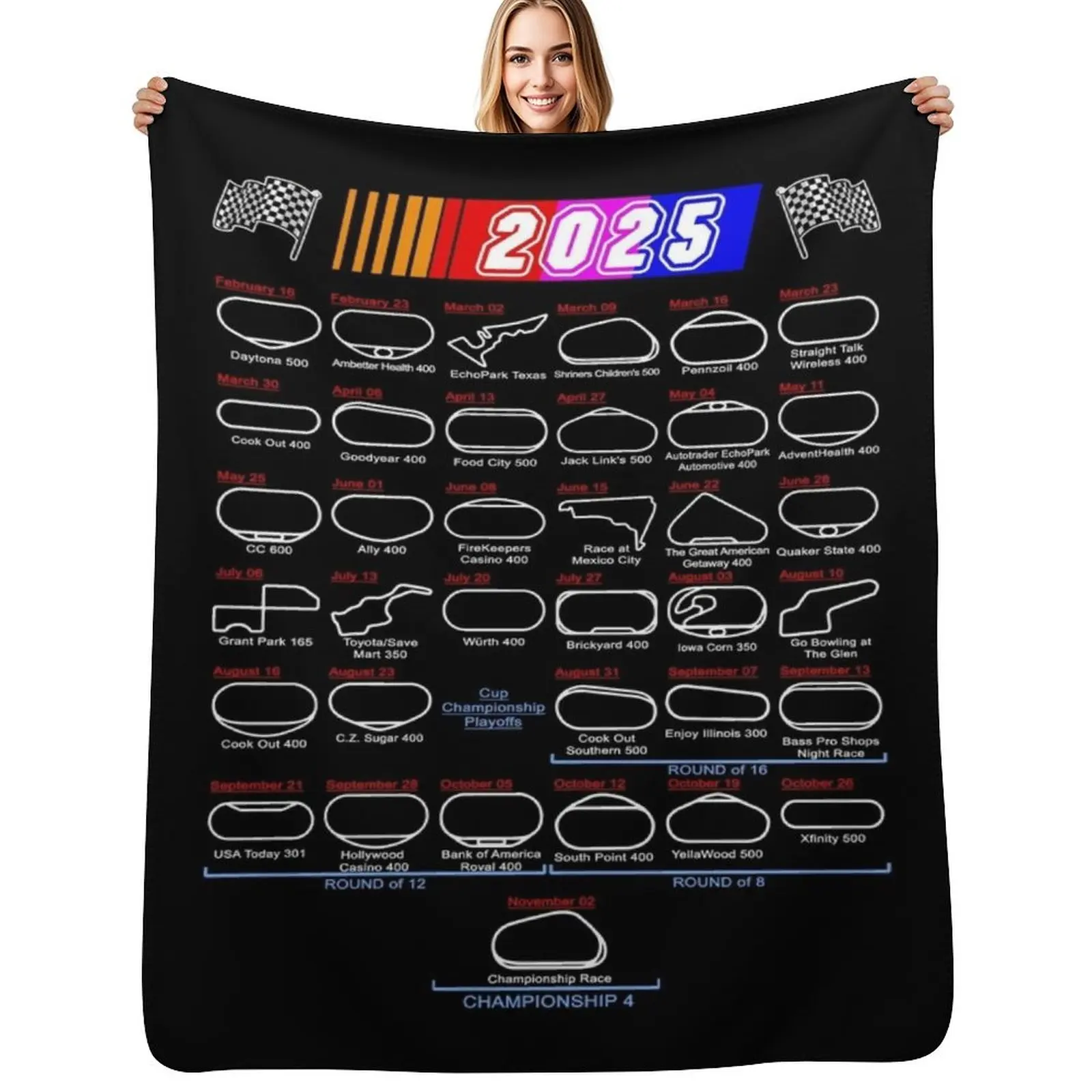 

Schedule Nascar Cup Series 2025 Throw Blanket bed plaid Luxury Thicken Fashion Sofas decorative Blanket