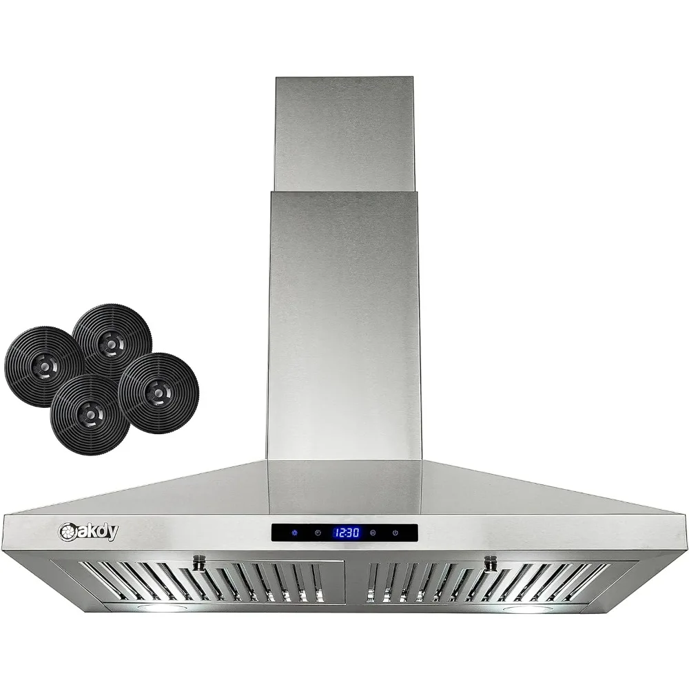 30 polegadas. Wall Mount aço inoxidável Gama Hood, ventilador de 3 velocidades e luzes LED, conversível Range Hood, duto para Ductless