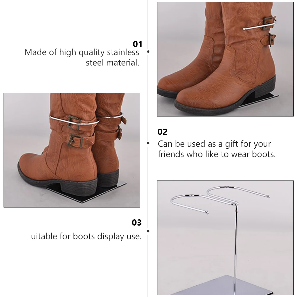

1pc Boots Display Rack Stainless Steel Sturdy Smooth Edge Design For Boot Storage Shoes Holder Stand Silver Shoe Rack For Home