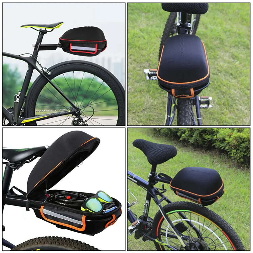 

1Pcs Quick-Release Bike Rear Seat Bag Waterproof Eva Shell Large Capacity Double Zipper Backseat Bag for Road Mountain Bicycle