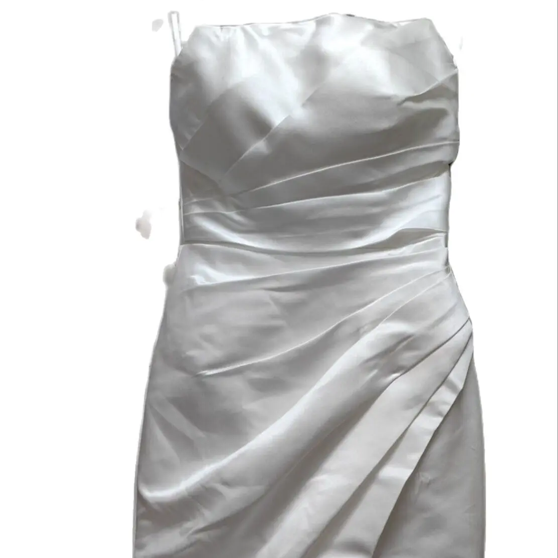 Sexy Romantische Moderne Trouwjurken Strapless Afneembare Mouwen Rits Backless Jurken Bride Satin Side Split Sweep Trein