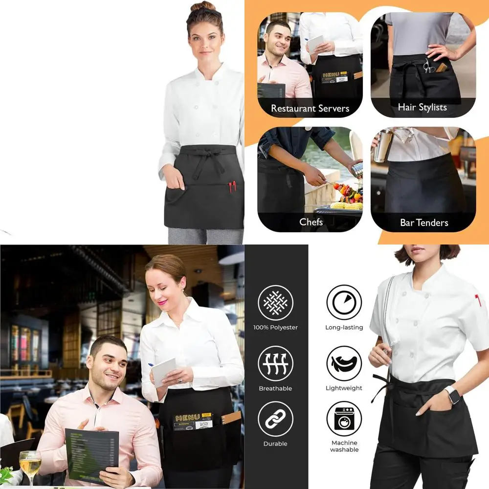

Polyester 3-Pocket Waist Apron for Waitstaff, 24x12 Inches