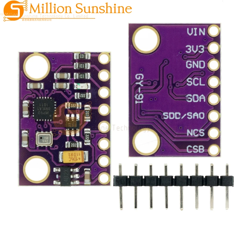 MPU-9250 MPU9250 BMP280 SPI IIC/I2C 10DOF Acceleration Gyroscope Compass 9-Axis Sensor Board Module GY-91 For Arduino 3-5V