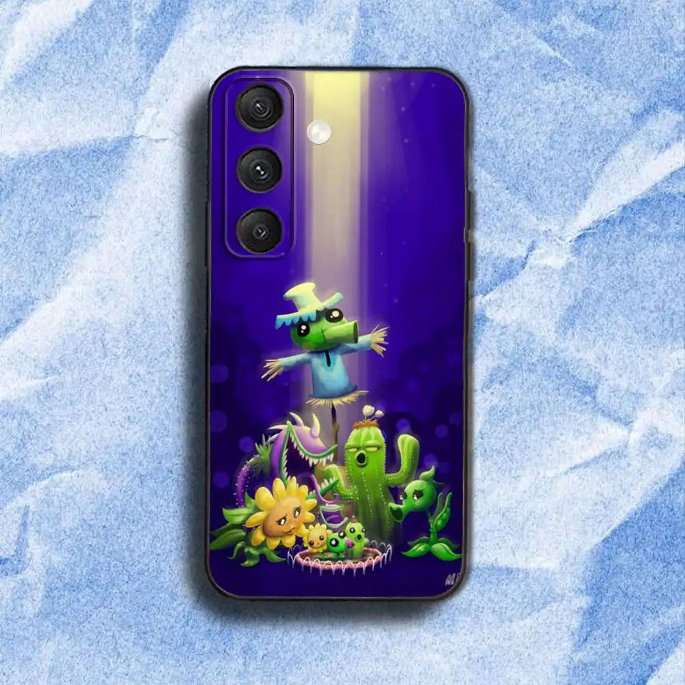 حافظة هاتف Plants Game vs Z-Zombies لهاتف Samsung S 25,24,23,22,30,21,10,9,Ultra,Plus,Lite,FE,4,5G حافظة ناعمة سوداء
