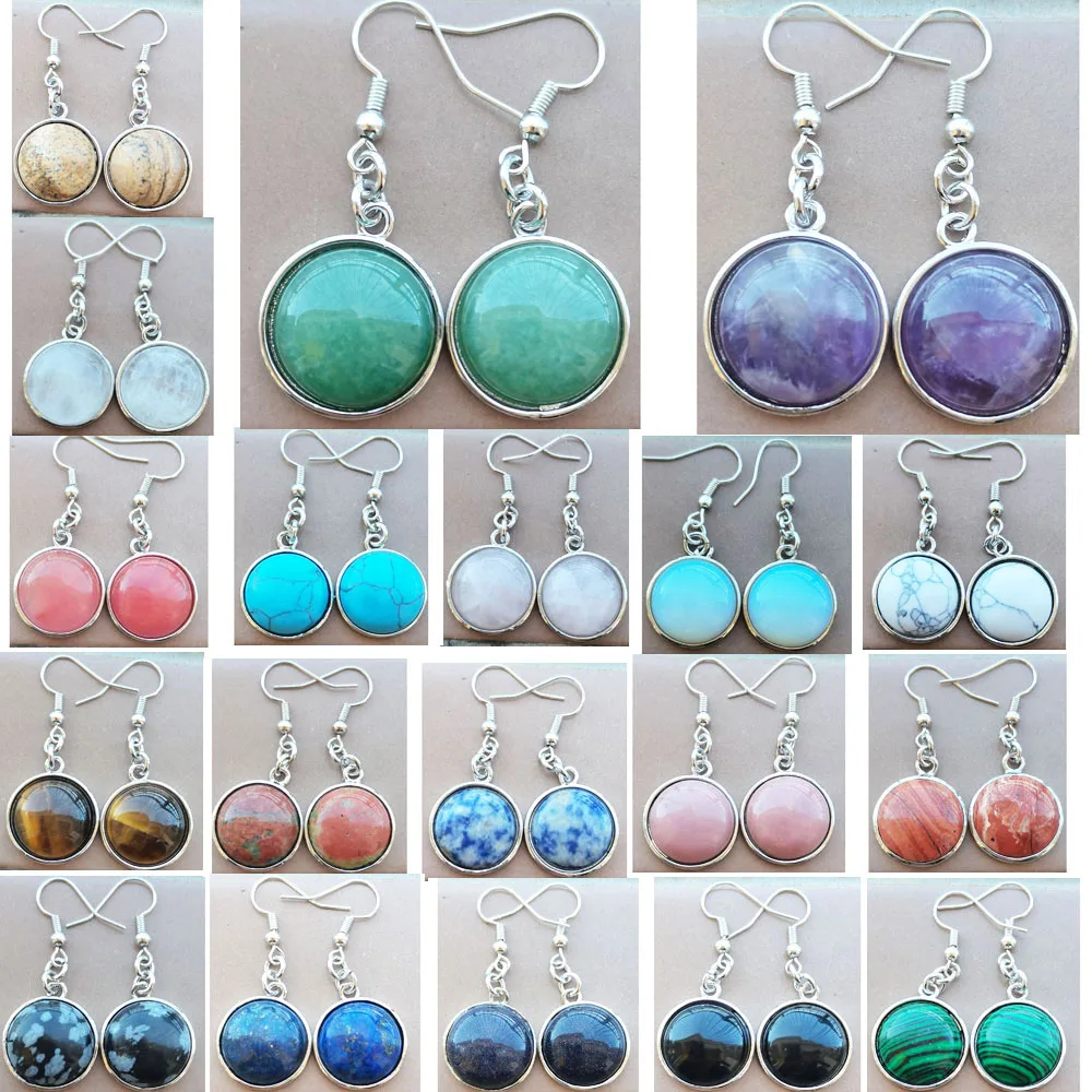 عين النمر الأزرق الرمال أوبال الملكيت غولدستون Howlite افينتورين اللازورد Unakite العقيق جولة استرخى القرط PWB981 #1