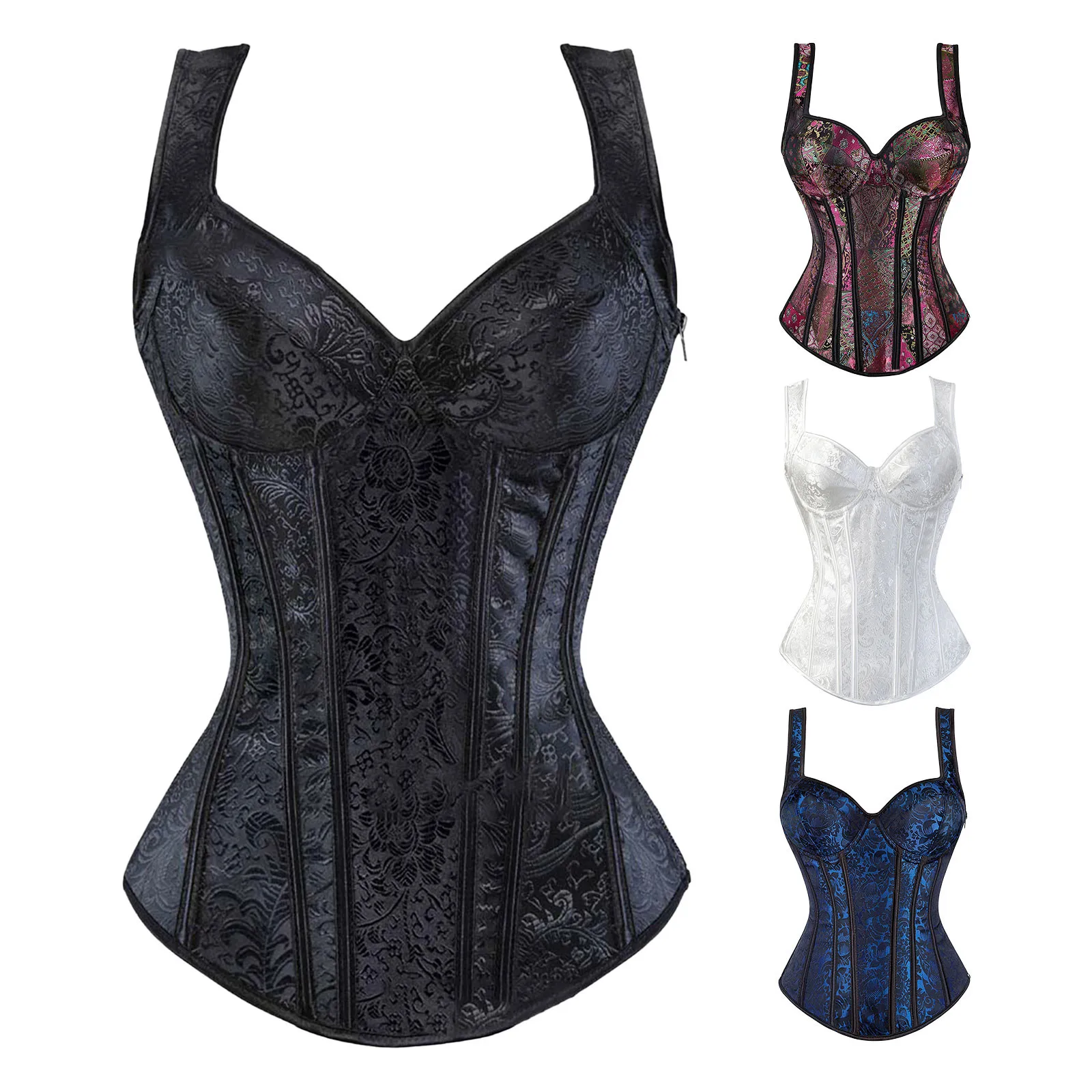 Women'S Gothic Corset Bustier Waist Cincher Underbust Corset Vest Womens Waist Trainer Corset under Camisole for Women Open Bra