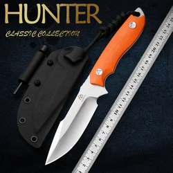 HUANGFU Taktische Gerade Messer D2 Stahl Utility Tasche Überleben EDC Werkzeug Outdoor Messer Mit Kydex Mantel Dropshipping