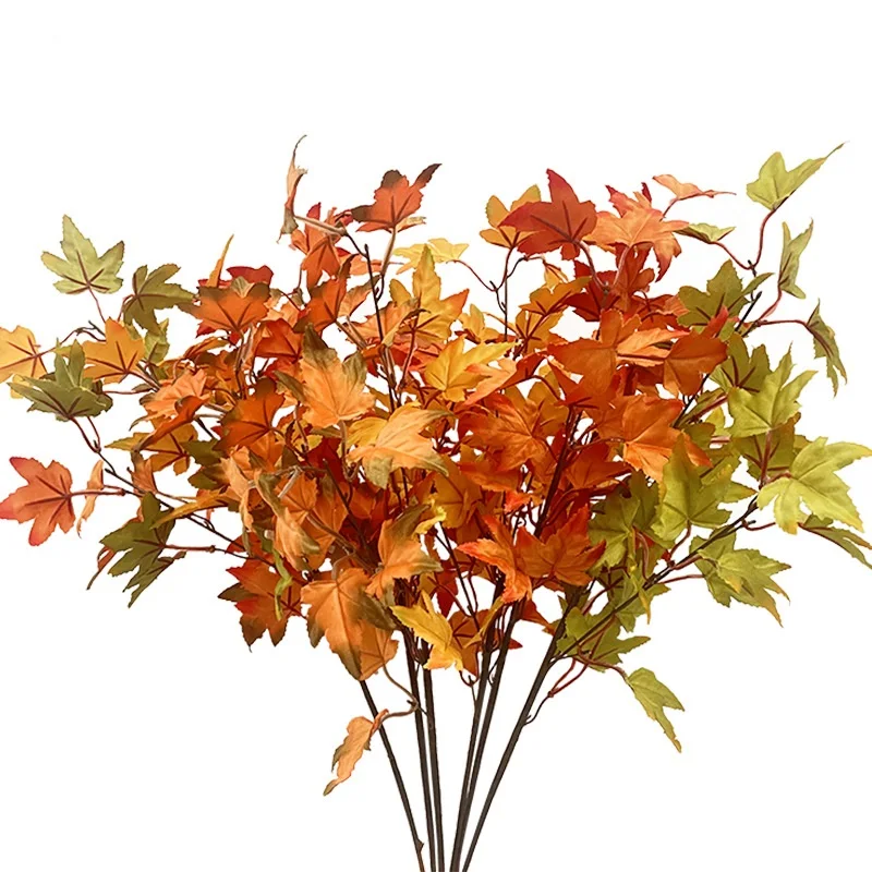 Artificial Canadian Maple Leaf Branch Autumn Rustic Wedding Decoration Accessories Fake Flower Plants Centerpieces For Tables