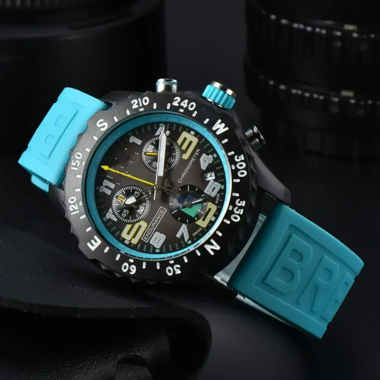 2025 Luxury Brand Quartz Watch Fashion Business Sports Style Multi Function With Calendar Silicone Tape Belt AAA+
