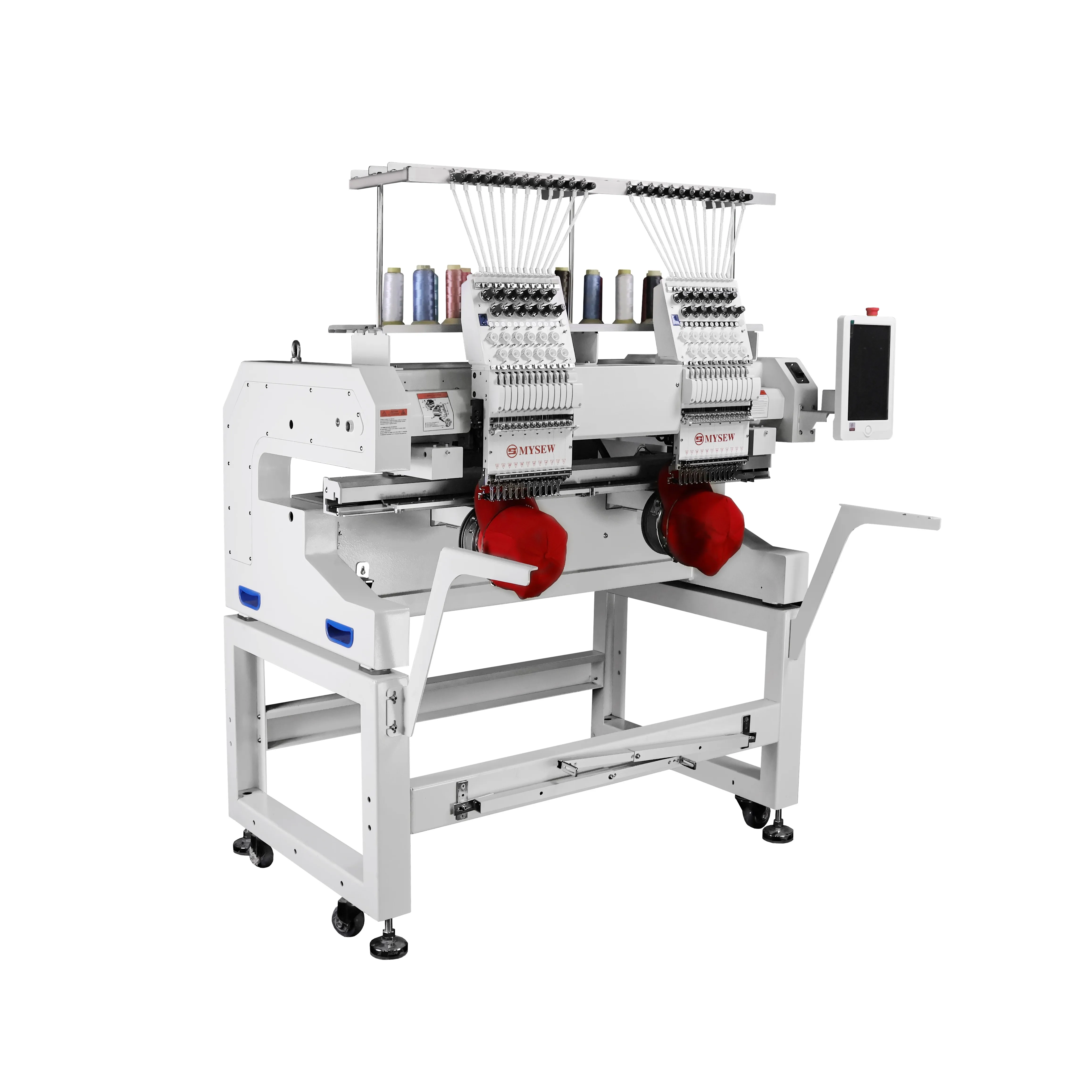 MYSEW MJS1202 التلقائي 12 إبرة 2 رئيس آلة التطريز المحوسبة الصناعية للملابس قبعات الملابس المسطحة تي شيرت