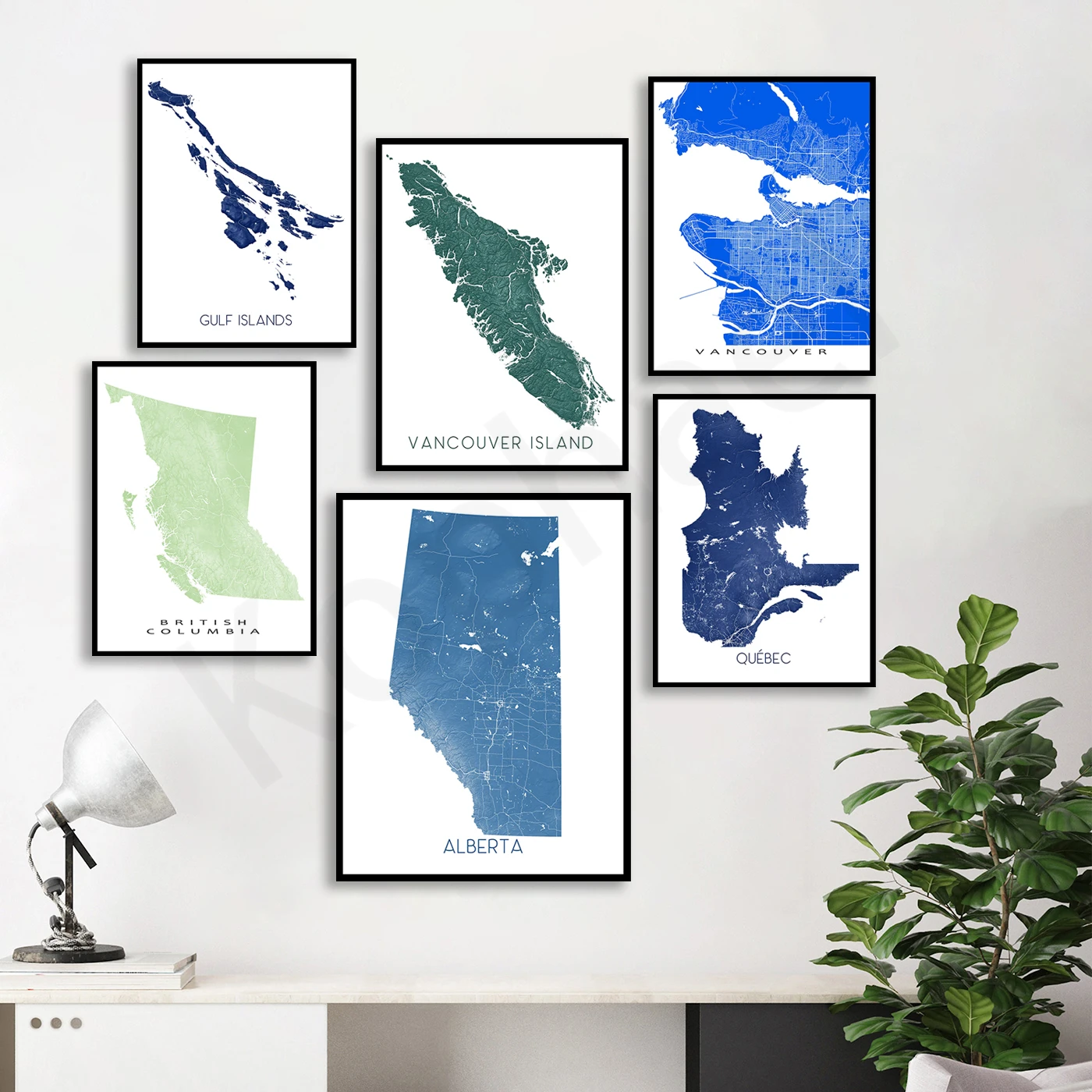 ادمونتون. كالغاري. فانكوفر. ألبرتا. بريطانيا. الربيع الملح. كيبيك. مونتريال. خريطة ألوان شارع المدينة. ملصق فني لتزيين جدران المنزل