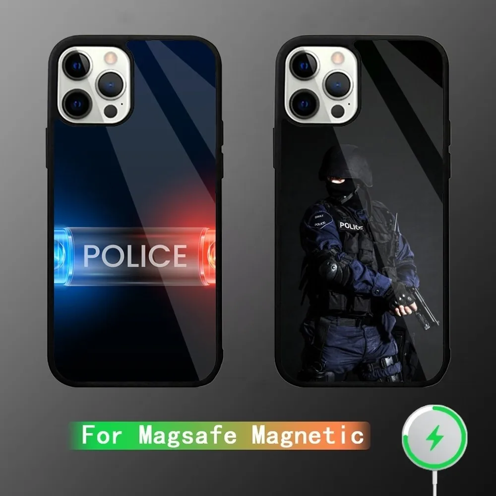 

Police SWAT FBI Phone Case For iPhone 15,14,13,12,11,Plus,Pro,Max Mini Magsafe Magnetic Wireless Charging