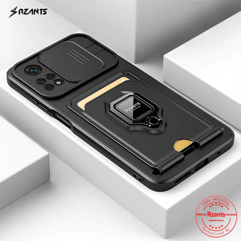 Rzants For Redmi Note 11 Pro Plus + 5G Note 11s Global Fashion Case[Bison] business Push-pull card holder ring armor Case Cover