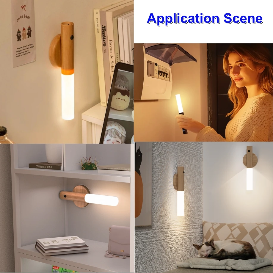 Wireless Motion Sensor LED Night Light Rechargeable Auto Induction Wall Lamp for Kitchen Closet wardrobe Toilet Staircase Decor