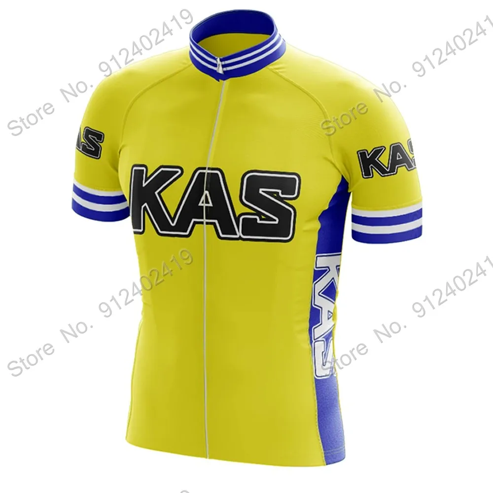 New Retro Kas Team 2023 Cycling Jersey Set Men Summer Bicycle Clothing Road Bike Shirts Suit Bicycle Bib Shorts MTB Ropa Maillot