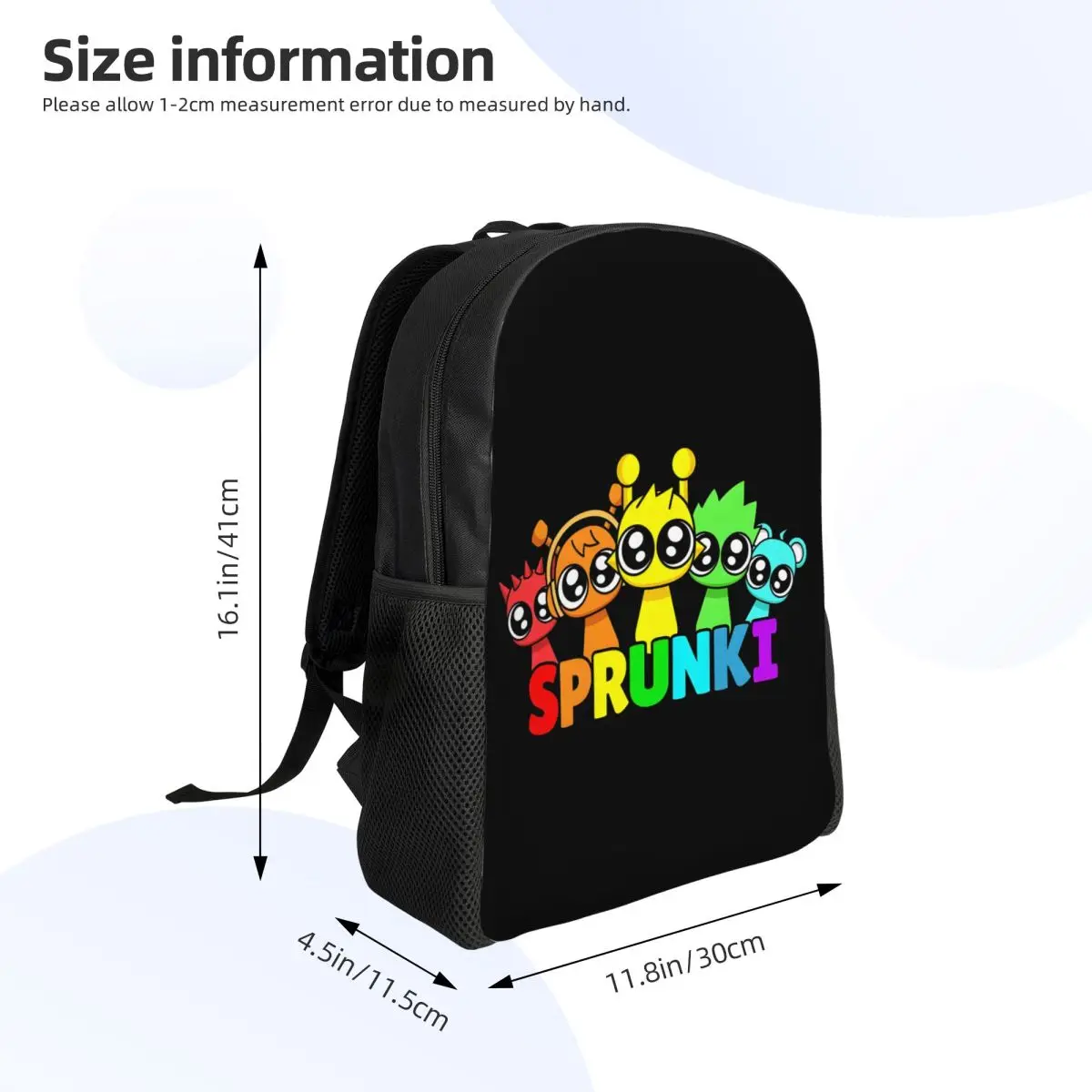 Tas Ransel Sprunki Custom untuk Pria Wanita Tahan Air untuk Sekolah Kuliah Musik Game Tas Buku dengan Cetak