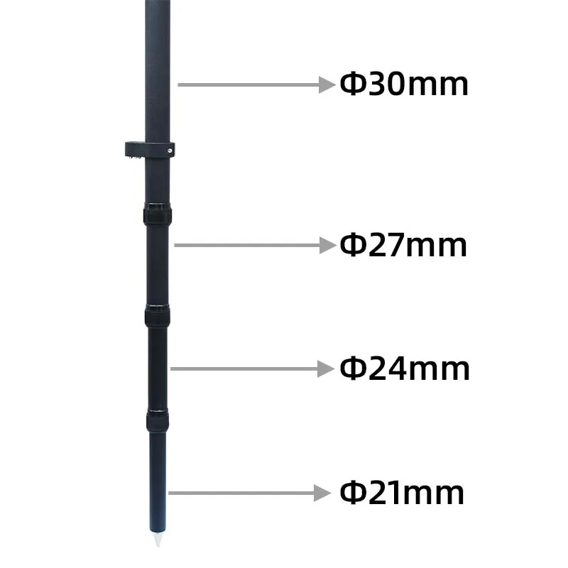 Black Portable Aluminum Alloy Measuring Pole Telescopic Pole Four Sections Length 150cm