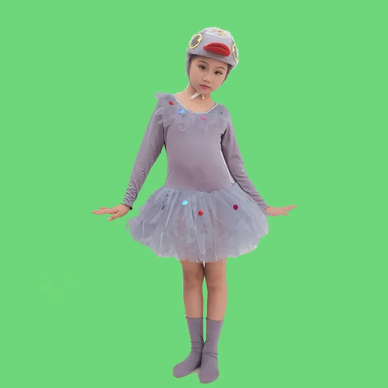 Gray Duck Costumes For Girls Animal Cosplay School Performance Dress Black Ugly Duckling Clothing