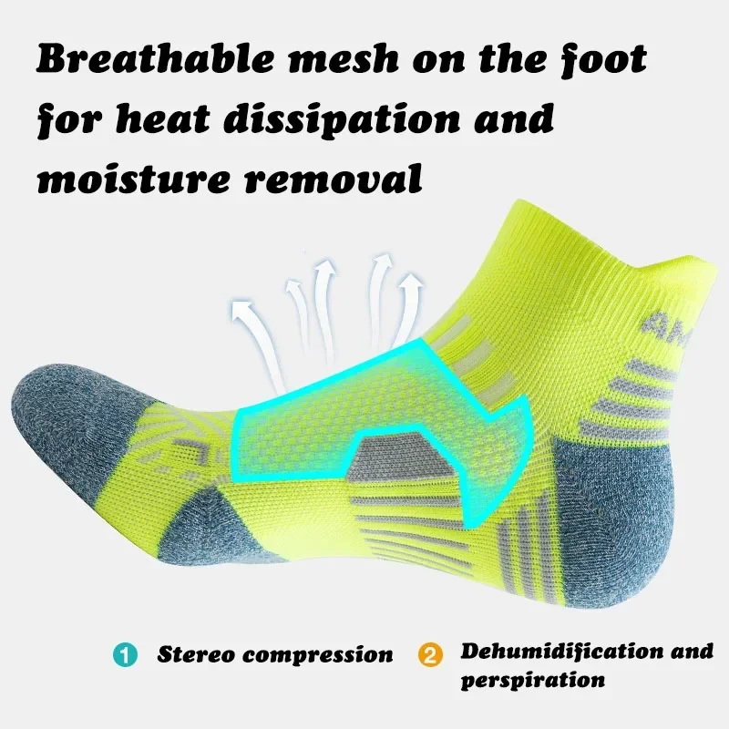 Professional Marathon Running Sock Men Women Sports Fitness Thickened Cushioned Short Tube Low Cut Boat Ankle Socks Professiona image 3