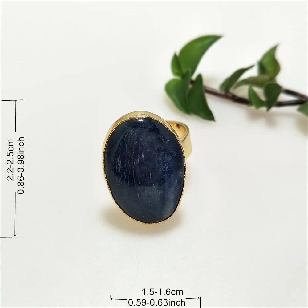 1PCS Natural Blue Crystal Ring, Goden Platedl The Unique Design Of The Oval Rings, Be Suitable For Ring Fashion Jewelry RG258