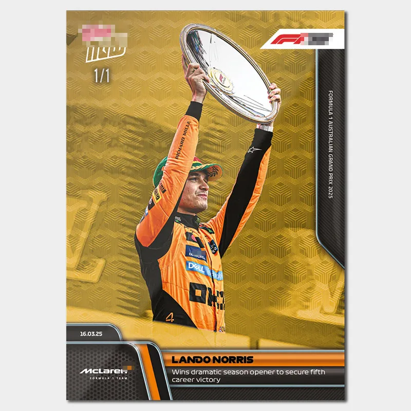 Topps Now 2025 Tarjeta de Fórmula 1 13 Lando Norris Diy Homemade F1 Racing Car Stat Autógrafo Tarjetas comerciales Colección de regalos de cumpleaños