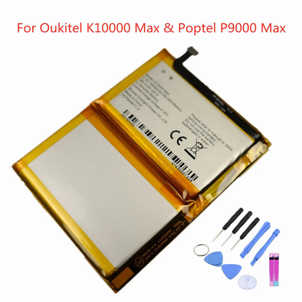 

K10000 MAX Battery For Poptel P9000 Max & Oukitel K10000 Max Smart Phone 10000mAh Original Large Capacity Bateria + Tools