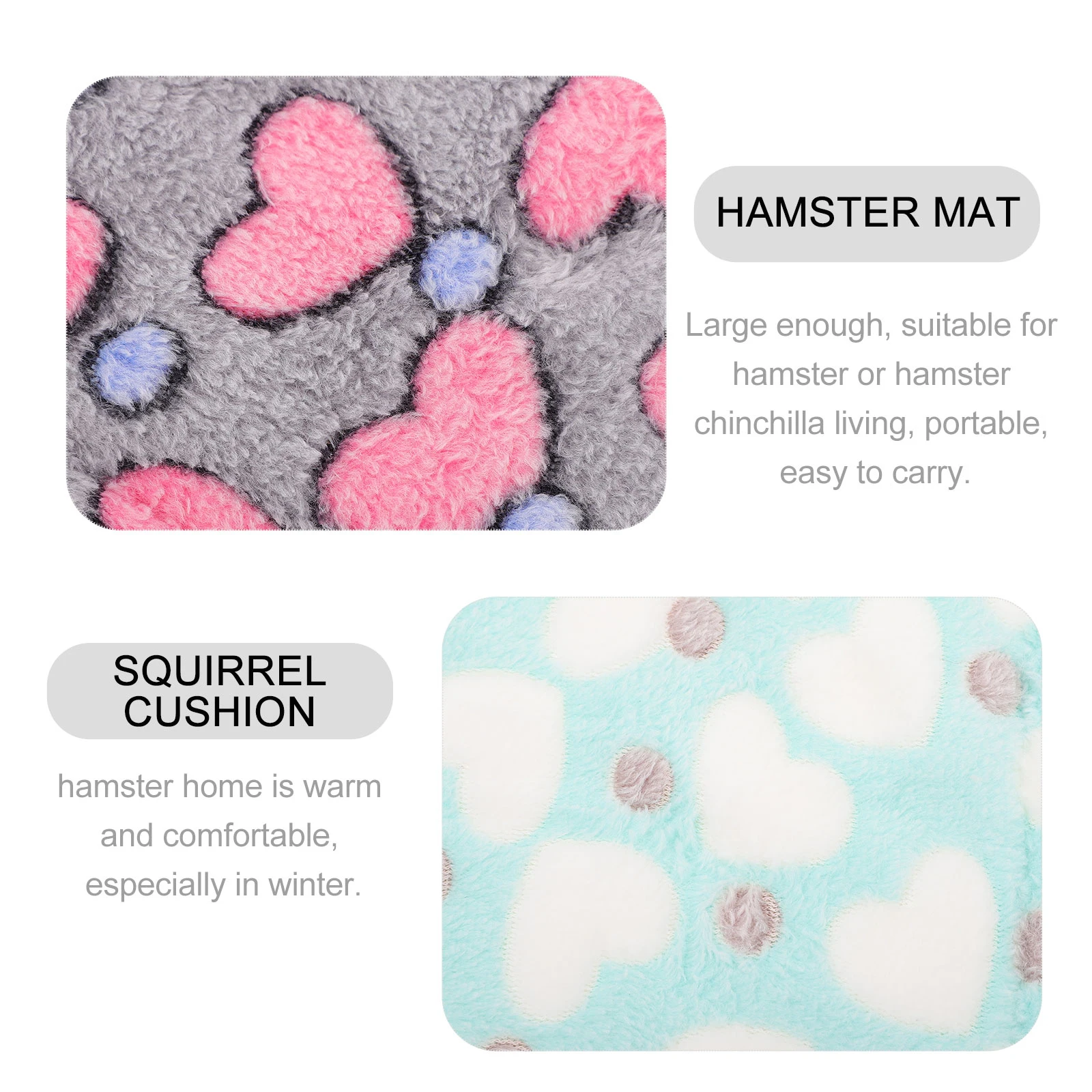 

2Pcs Pet Warm House Coral Fleece Hamster Bed Squirrel Guinea Pig Cushion Thermal Winter Small Animal Nest Comfortable Portable