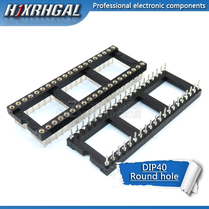 5PCS DIP-40 Round Hole 40 Pins 2.54MM DIP 40PIN DIP40 IC Sockets Adaptor Solder Type IC Connector hjxrhgal