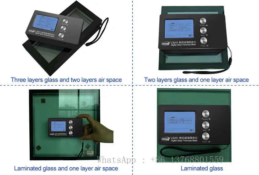 Digital Glass Thickness Gauge Meter Measuring Glass & Air Space Thickness