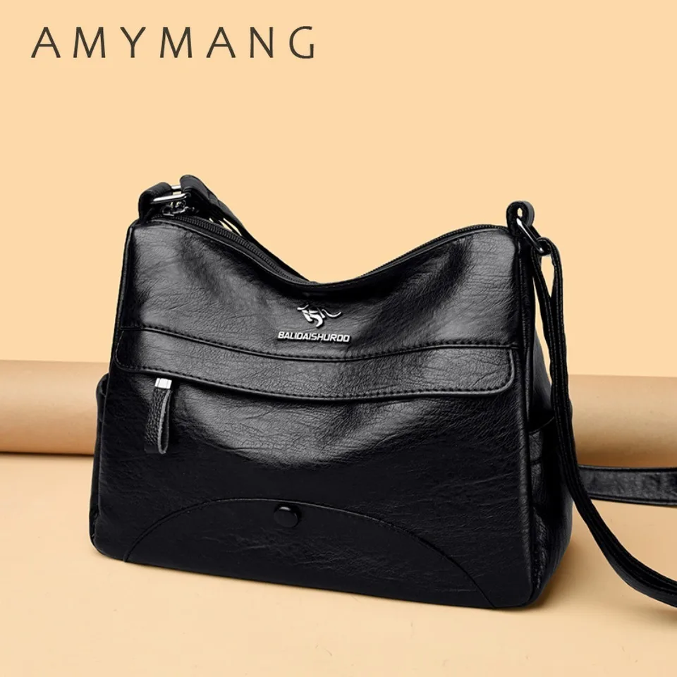 Two Layers Women Shoulder Bags Solid Color Designer Top Quality Soft PU Leather Crossbody Bags for Women Sac A Main