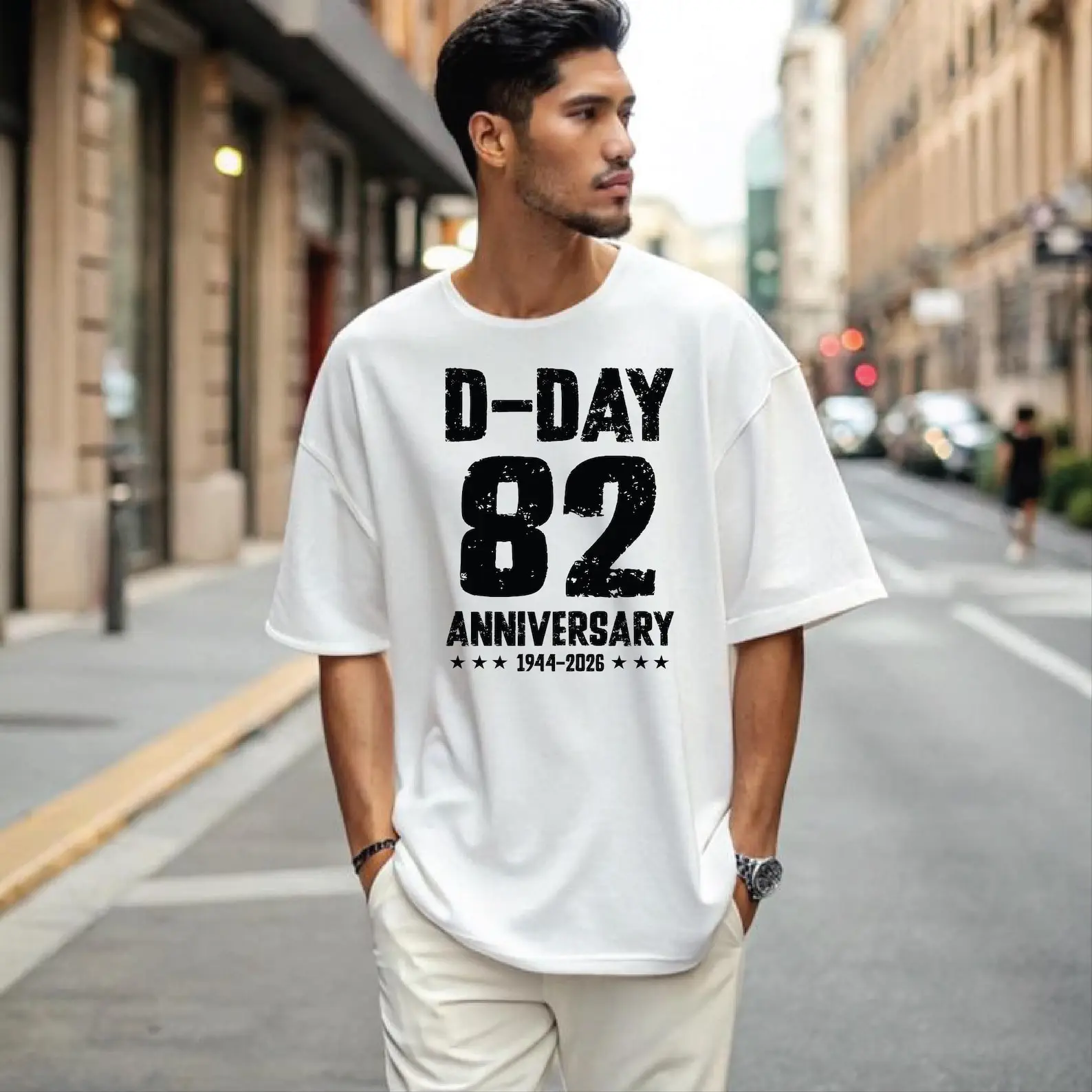 D-Day 82nd Anniversary 1944-2026 Vintage Normandy WWII T-Shirt Men Casual Military History Commemorative Graphic Tee Gift