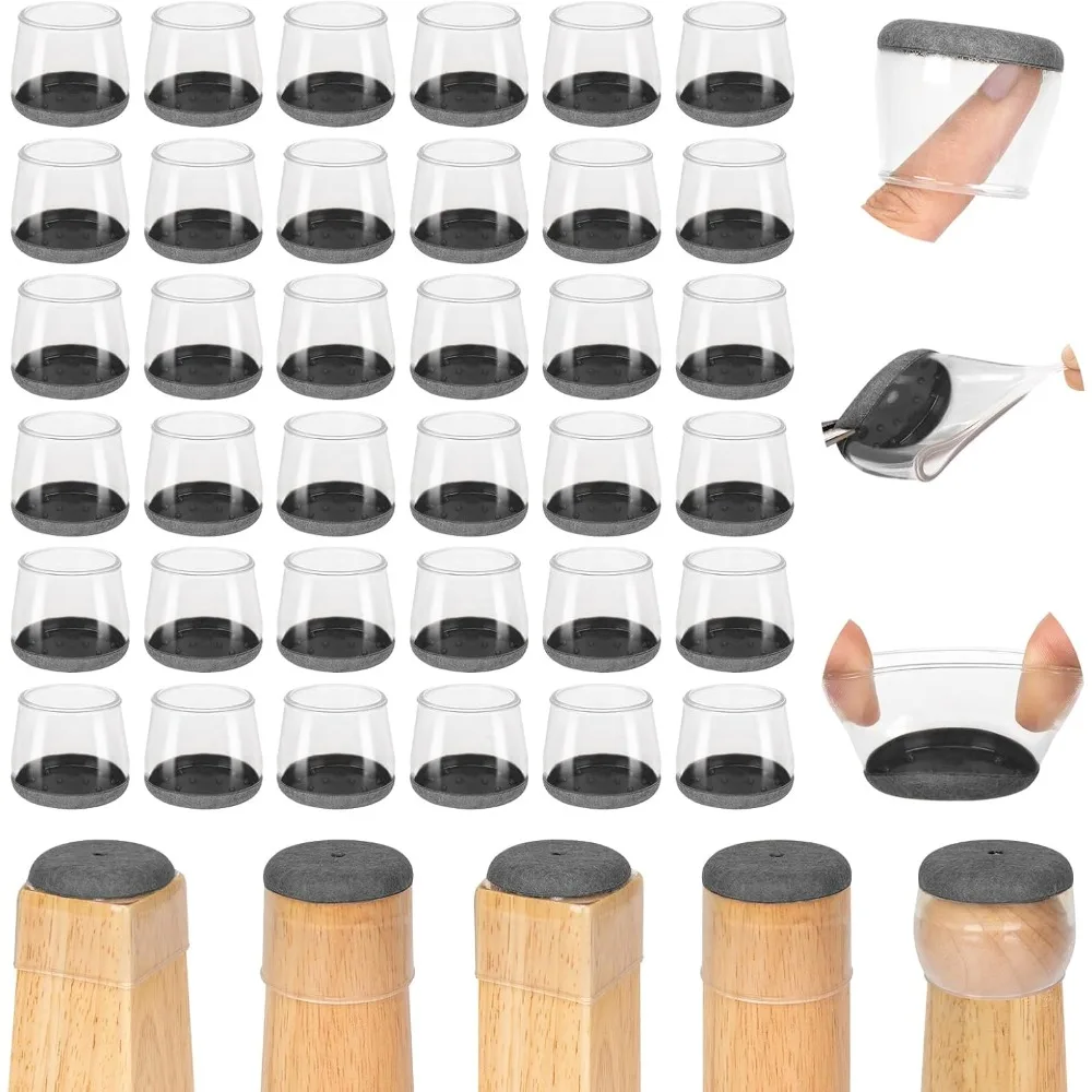 

36Pcs Round Chair Leg Floor Protectors, Silicone Chair Feet Caps to Protect Tile Floors, Felt Pads Furniture Leg Caps Covers fro