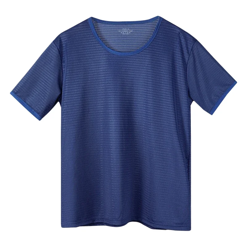 Sommer Eisseide Nahtloses Herren Kurzarm-T-Shirt Einfarbig Rundhals Halbarm Sommer Dünnes Oberteil Slim Unterwäsche