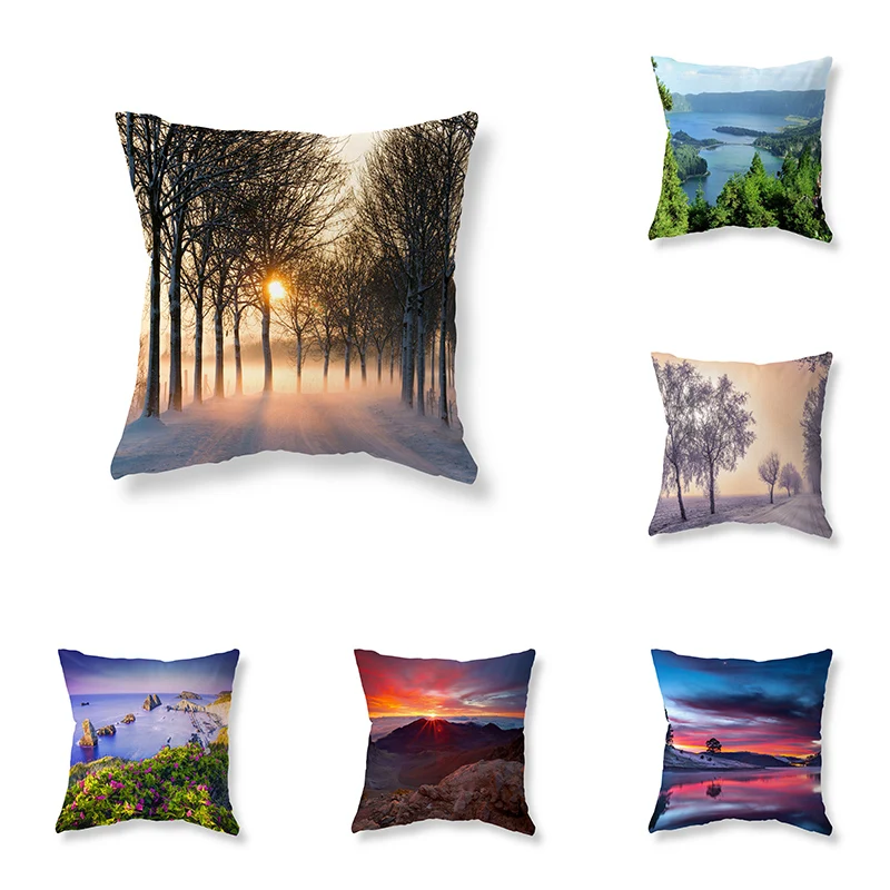 

Nature Scenery Throw Pillow Covers Sofa Car Decorative Chair Cushion Room Aesthetics Home Decor 45x45cm