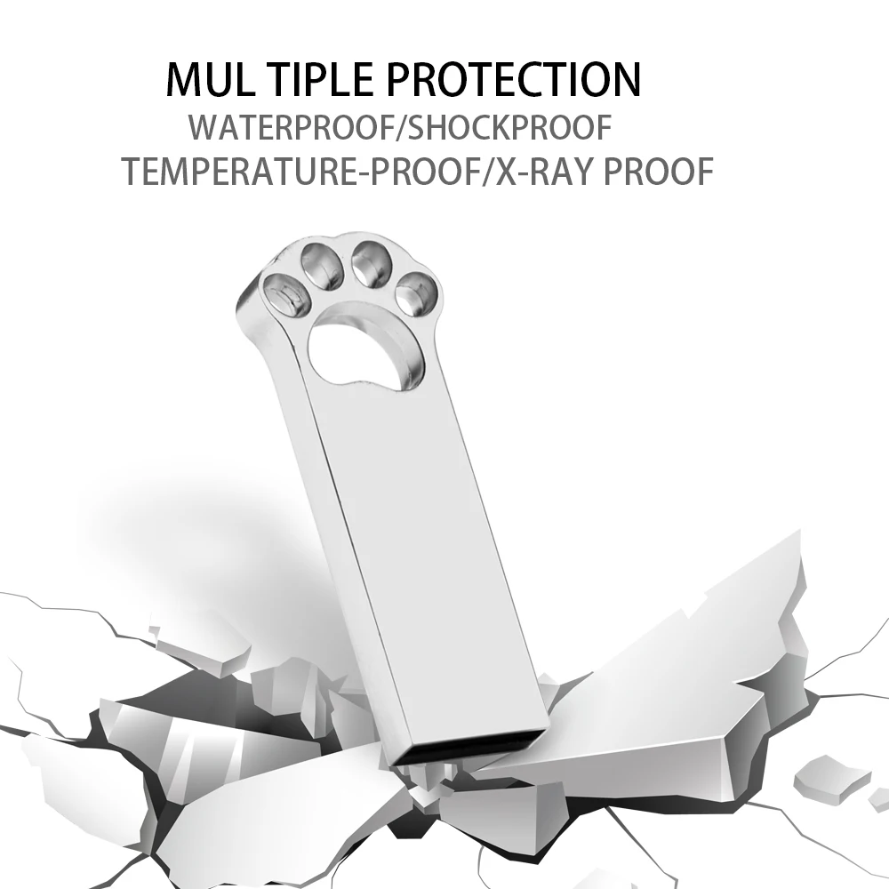 Bear Paw メタル USB フラッシュドライブ 128 ギガバイトの実容量ペンドライブ 64 ギガバイトのシルバー卸売メモリスティック 32 ギガバイトの実容量ペンドライブ 16 ギガバイト