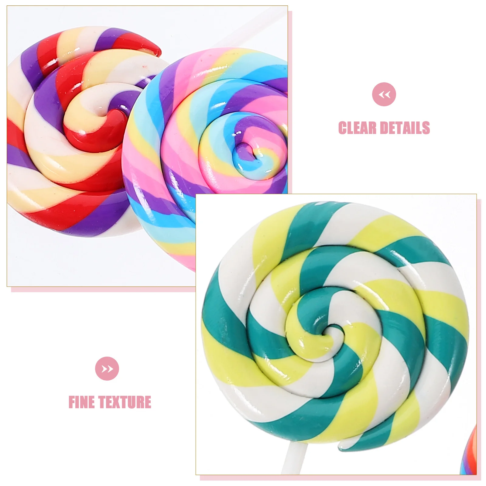 

5pcs Large Simulation Clay Lollipop Kids Decorative Home Gift Use Mobile Phone Case Stationery Box Keychain Montessori