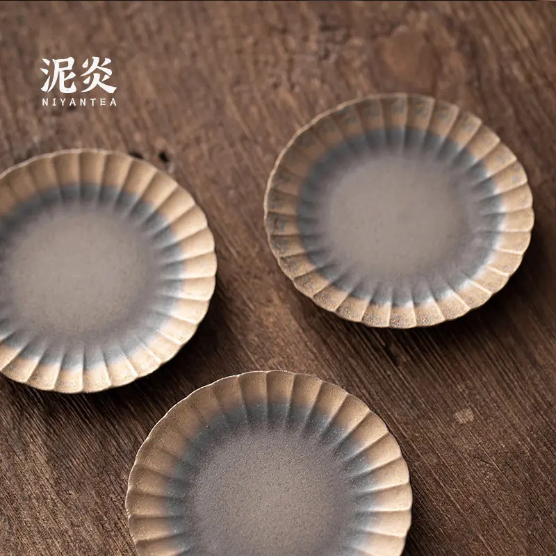 CX coarse pottery handmade coaster teacup holder retro old rock mud tea cup thermal insulation pad