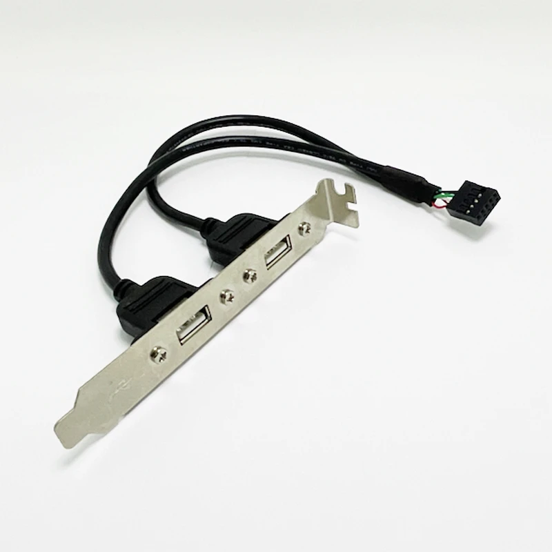 2 Poorten Usb 2.0 Vrouwelijk Achterpaneel Naar Moederbord 9pin Header Connector Adapter Met Pci Sleuf Plaat Beugel 30Cm