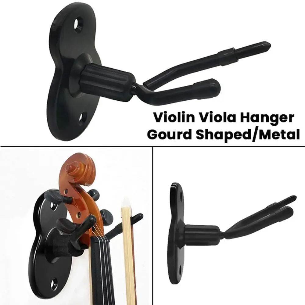 Metal Violin Viola Hanger with Bow Hook Wall Mount Violin/Viola Stand Gourd Shaped Non-slip Violin Viola Wall Hook Violin/Viola