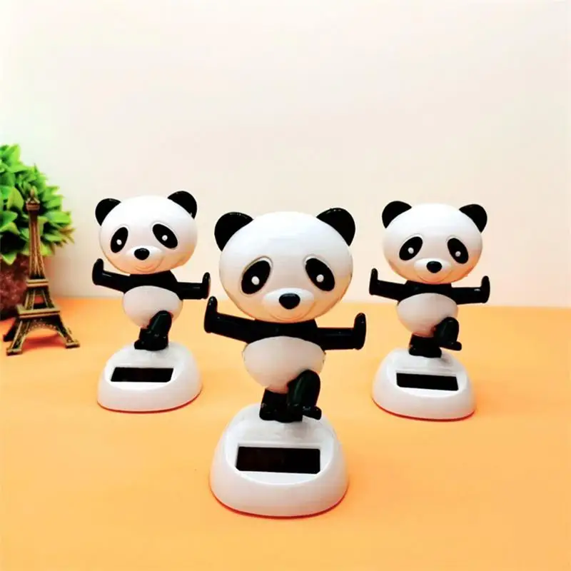 Cartoon Panda Dancing Doll Solar Powered Swinging Toys Solar Panels Auto Interior Decoration For Work Areas Cars Bedrooms