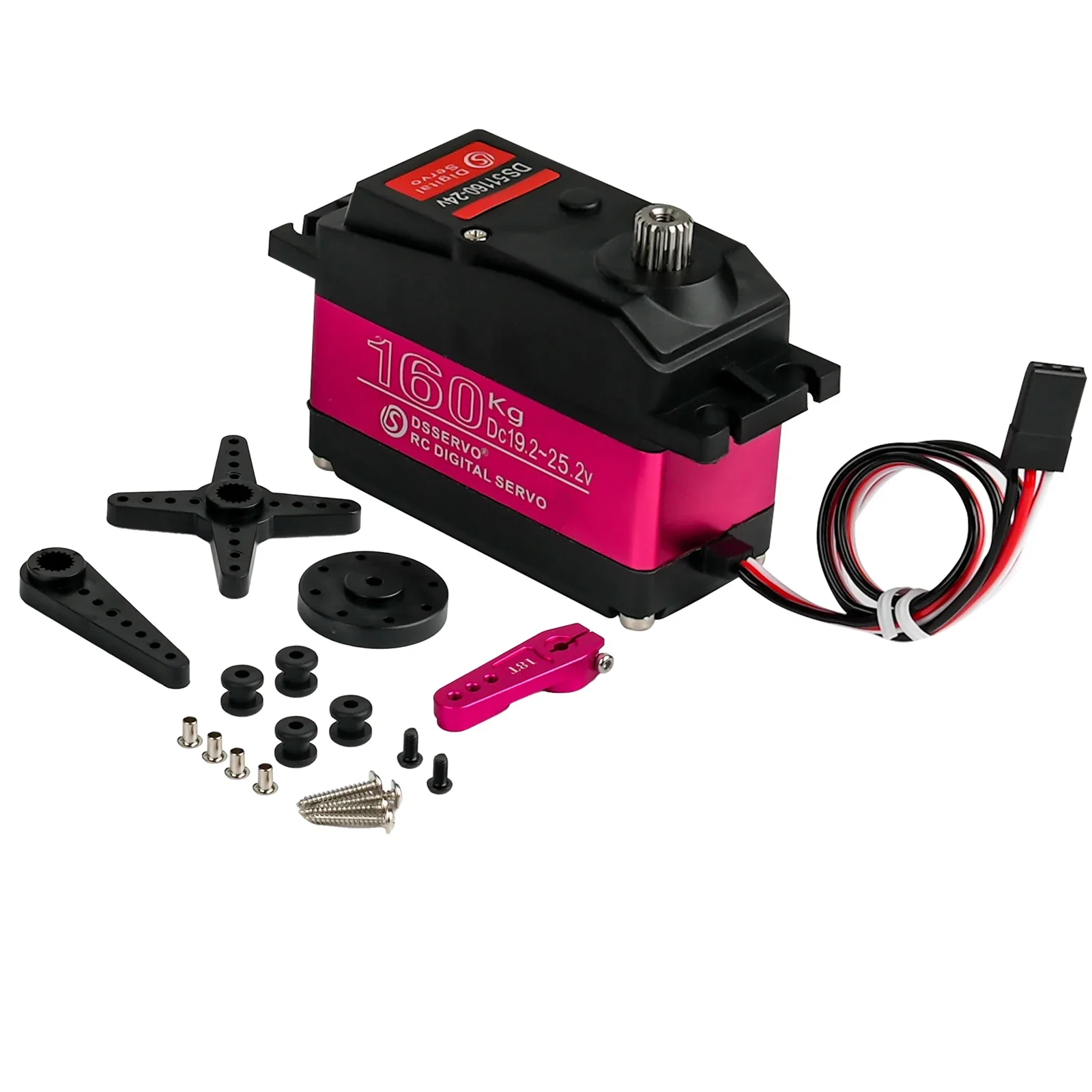 DS51160 Digitale Servo 24V 160KG Hoog Koppel Metal Gear Waterdicht 270 ° /180 °   voor RC 1/5 Baja-auto