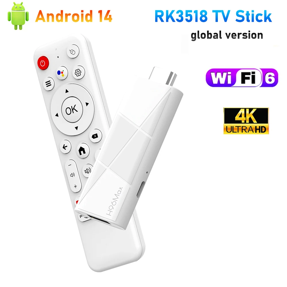 H96 MAX Android TV Stick RK3518 Smart TV Stick с 2.4G&5G Wi-Fi6 2 ГБ 16 ГБ 4K 3D HDR Голосовой помощник Android 14 Global TV Stick H96 MAX Android TV Stick RK3518 Smart TV Stick с 2.4G&5G Wi-Fi6 2 ГБ 16 ГБ 4K 3D HDR Голосовой помощник Android 14 Global TV Stick
