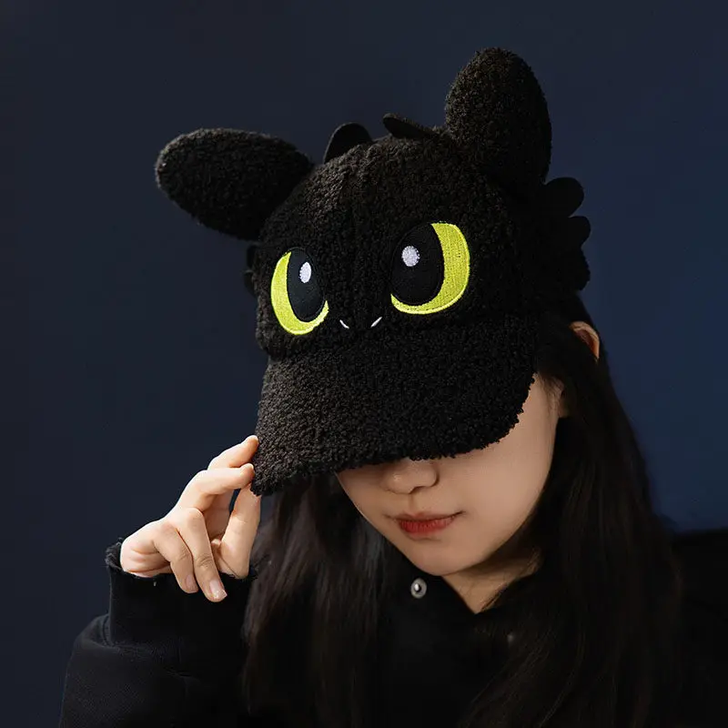 

Stylish Toothless Cap How to Train Your Dragon, Iconic Black Baseball Hat with Ears, Cute Casual Dad Hat for Everyday Wear