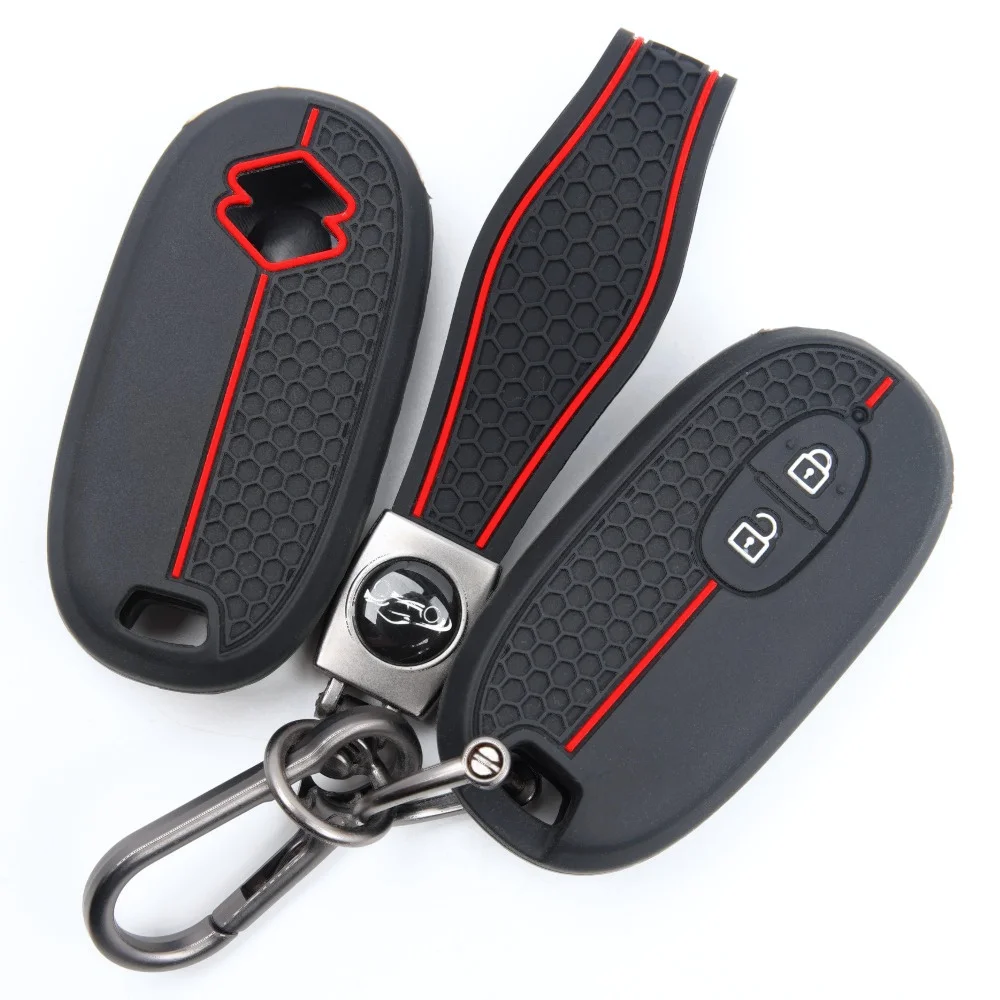 Protective Silicone Key Cover For Suzuki Wagon R Every Hustler Palette Solio Alto Lapin Spacia with carabiner lanyard