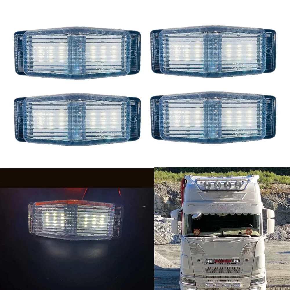 

4 шт. светодиодные автомобильные габаритные фонари для грузовиков/полюсный борник, боковые фонари, индикаторная лампа, передняя решетка для автомобиля, грузовика