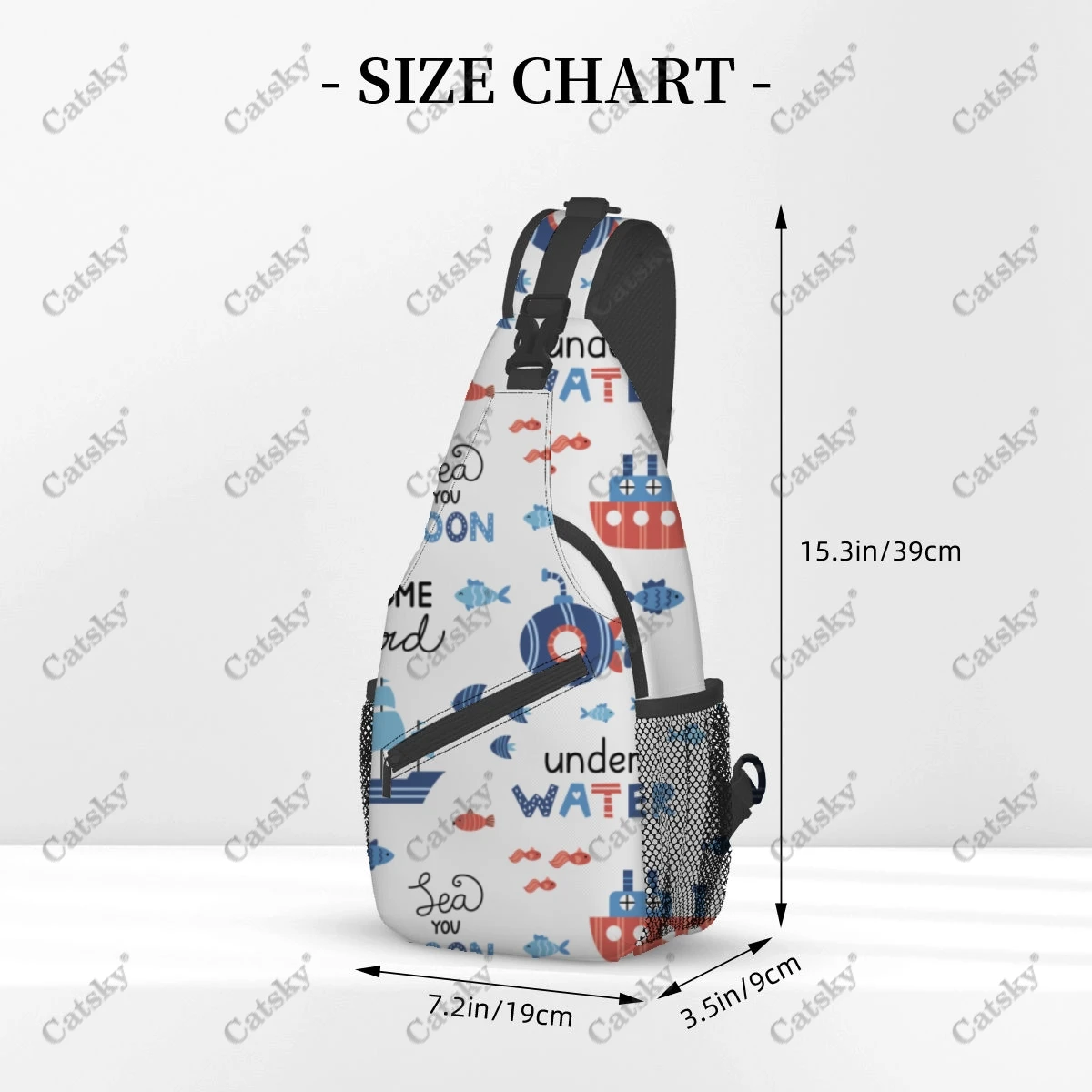 Boats Pattern Men\'s casual slanted shoulder bag chest bag large capacity printed sports storage women crossbody bag