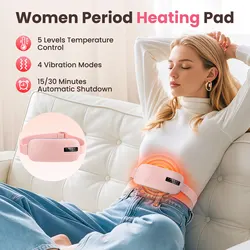 Cinturón masajeador Abdominal eléctrico para mujer, compresa caliente, período Menstrual, estómago cálido, útero, almohadilla térmica, vibrador para aliviar el dolor