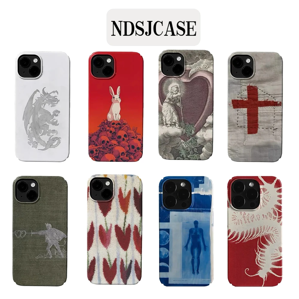 Capa de Celular Luxuosa Clmj Ins Coreana Cruz Vermelha para iPhone 17 16 15 14 13 12 11 Pro Max Plus Air, Capa Rígida de PC com Película Brilhante