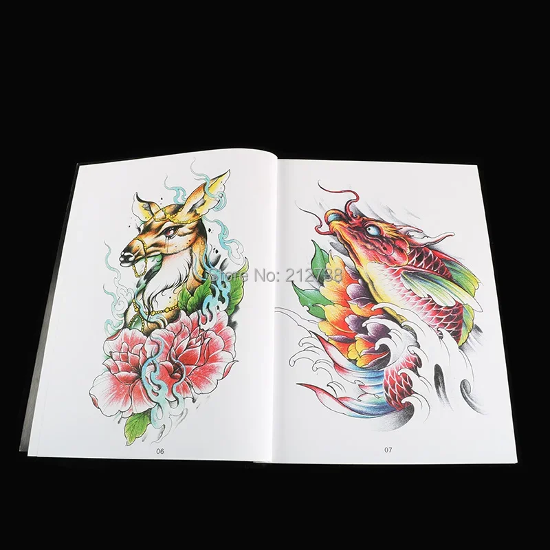 A4 Traditional Tattoo Flash Book KOI Dragon Skull Hannya Gril Elephant Bano Tattoo Books 80 pagine spedizione gratuita