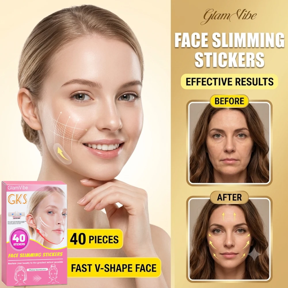 40Pcs Instant Snatched Jawline Lifter Invisible V-Face Tape Severe Double Chin Eraser Rapid Facial Slimming Contour Patch Extreme Anti-Sagging Skin Tightening Sculptor Forehead Neck Wrinkle Lifting Strips Seamless Invisible Makeup Tool